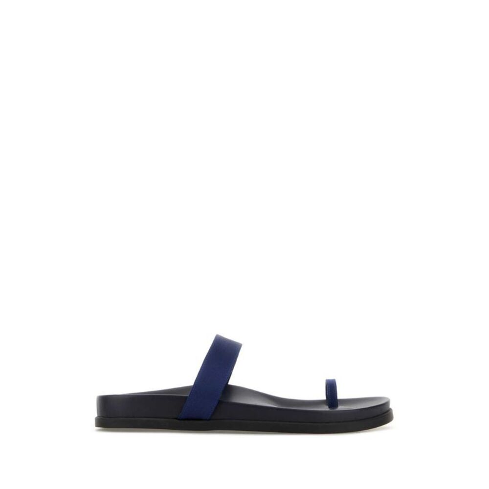 Ancient Greek Women Dark Blue Satin Thalia Thong Slippers